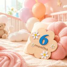 1-12 Months Wooden Flower Monthly Milestone Cards Baby Growth Record Photo Atmosphere Props ,Newborn Memorial Photo Prop, Double-Sided Mileage - Calendar Poster - View 7