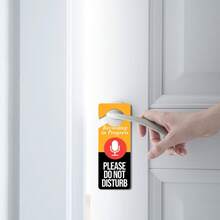 1PC "Recording In Progress-Do Not Disturb" Sign Reversible, Double-Sided Printed Wooden Door Sign For Recording Studios, Conference Rooms, Private Studios, Clubs, Office Decor, And Home Decor. - A - View 3