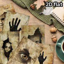 20pcs Halloween Horror Room Decor Postcards, Scary Ghost Face Wall Collage Kit For Home Bedroom Decor, Vintage Creepy Halloween Party Decorations, Perfect For Scrapbooking & Crafting - A - View 5