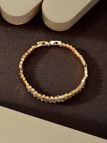1pc Warm Light Starlight Arrow-Shaped Continuous Zirconia Bracelet + Dense Micro-Zirconia Mosaic Adjustable Clasp Hand Accessory + Small Award Ceremony Evening Gala Stage Soft Eye-Catching Matching Accessory - Gold - View 5