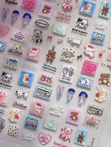 1pc Cute Pet Decorative Stickers, Bear Rabbit Puppy Cat Heart English Label Transparent Self-Adhesive Stickers, Suitable For Phone Lens, Earphone Case, Instant Camera And Other Portable Items, Pattern Print Is Durable And Resistant To Wear - 1pc to 5241 - View 6