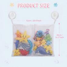 1 pezzo Borsa portaoggetti in rete per il bagno con ventosa, organizer sospeso a doppio strato, borsa in rete ad asciugatura rapida per il bagno dei bambini, adatta per giocattoli da vasca da bagno e piccoli oggetti, decorazione per la camera da letto, ritorno a scuola - Bianco - Visualizzare 4