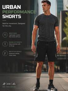 1pc Men's Shorts, Lightweight Sports Pants For Summer, Fitness, Running, Training, Outdoor Activities, Men's Bermuda Shorts - Black - View 6