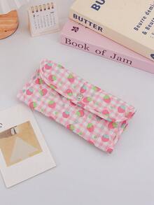 1Pc Cute Quilted Floral Print Long Wallet, Pink Strawberry Star Pattern Multi-Purpose Card Hohttpslder & Phone Pouch For Girls, Travel Organizer Pouch - Multicolor - View 16