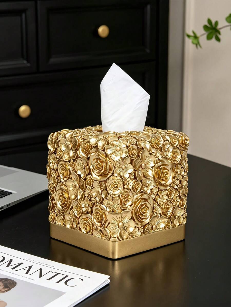 Cubierta de caja de pañuelos cuadrada moderna, accesorio de decoración de baño de diseño único, adecuado para el tocador del baño, dormitorio y sala de estar - Multicolor - Ver 1