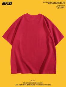 Round Neck T-Shirt With Creative And Fun Cartoon Design, Summer Fashion, Short Sleeve, Casual Style For Daily Outings - 紅色 - 查看 3