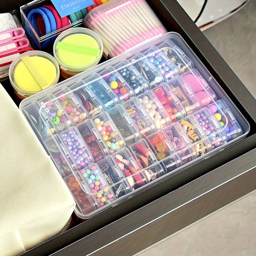 1/30/31PCS Multi-Compartment Transparent Storage Box, Removable Dividers, Jewelry & Parts Organizer, High Aesthetic, Large Capacity, Christmas Decorations, Christmas, Halloween, Suitable For Vanity, Drawer Storage, Home Organization - 31 Pieces (30 Small Boxes + 1 Large Box) - View 1