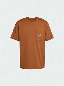 Adidas Men's M COFFEE PKT Knit Collarless Short Sleeve T-Shirt TKB4842 - Brown - View 3