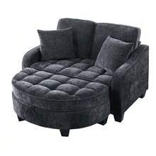 Multifunctional Sofa, 2-In-1 Sofa Bed, Storage Ottoman, Breathable Skin- Fabric, - Eucalyptus Wood, Suitable For Small Living Rooms, Studies, And Bedrooms. - 黑色 - 查看 1