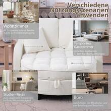Multifunctional Sofa, 2-In-1 Sofa Bed, Storage Ottoman, Breathable Skin- Fabric, - Eucalyptus Wood, Suitable For Small Living Rooms, Studies, And Bedrooms. - 米色 - 查看 9