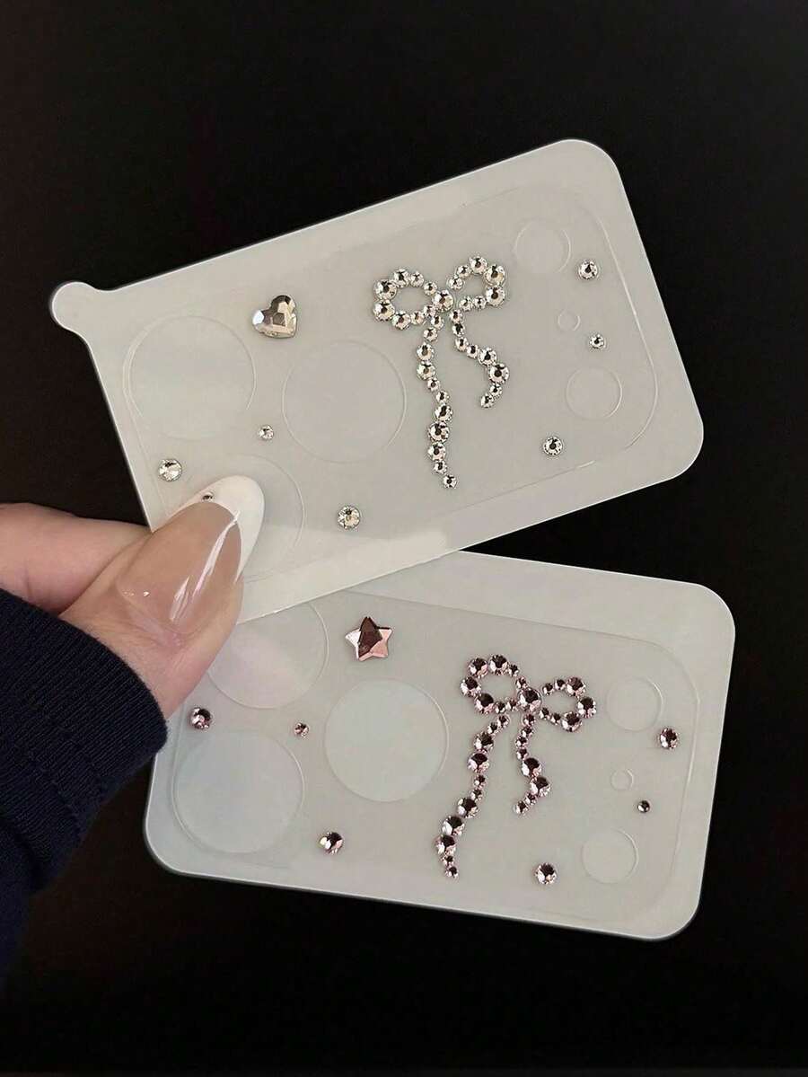 奢華閃亮水鑽蝴蝶結透明相機鏡頭保護膜 適用於 iPhone 17 Pro Max 17 Pro 透明保護膜 蝴蝶結配件禮物 - 粉色 - 查看 1