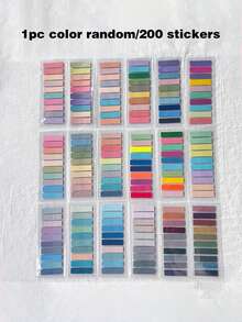 200pcs 1 Random Color PET Index Tabs, Office Daily Page Markers, Book Tabs, Student Marker Stickers, Classification Labels, File Index Labels - Multicolor - View 13