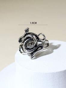 1 pieza Anillo de serpiente de doble cabeza estilo hip hop vintage unisex - serpiente - Ver 3