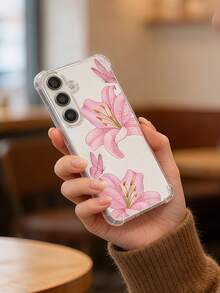 1pc Creative Pink Butterfly Pattern Transparent Four-Corner Shockproof Raised Screen Design Phone Case, Compatible With Google Pixel 9 Pro XL/Smart 8/Hot 40i/Spark 20/Spark 20C/Spark Go 2024/Moto G84/Honor X9b/Ace 3V/Galaxy S26 S25 S24Ultra S24Plus S24FE S23 S22 S21 S20 A73 A72 A70 A55 A54 A53 A52 A50 A30 A42 A35 A34 A33 A25 A24 A20 A30 A15 A56 A57 A16 A17 A07 - Clear - View 2