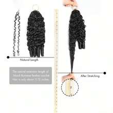 bling hair Extensions de cheveux naturels crochetées pour femmes – Mèches bouclées birmanes (pré-bouclées), style << plumes », nœuds invisibles Miracle Knots, couleur : noir naturel - Natural Black - Voir 9