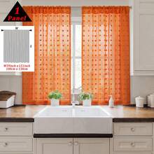 1pc White Cute Pom Pom Semi-Sheer Curtain, Rod Pocket Style, 3D Pom Pom Embroidery Design, Light-Filtering Non-See-Through Curtain, Soft Washable Polyester Material, Suitable For Bedroom, Living Room, Kitchen, Office And Dorm Home Decor - Orange - View 16