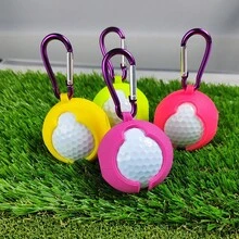 1pc Silicone Golf Ball Protective Cover With Metal Hook, Portable Single Ball Storage Bag Pendant, Suitable For 4.5cm Diameter Golf Ball - Multicolor - View 5