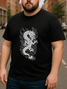 2026 Men's T-Shirts: A Stylish Short-Sleeved T-Shirt With A Lucky Oriental Black Dragon Totem For Men, Designed With A Loose Crew Neck. - 黑色 - 查看 2