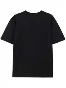 1 Stück Herren Schwarzes Kurzarm-T-Shirt im Vintage-Stil mit Punk-Band-Grafik - Schwarz - Übersicht 2