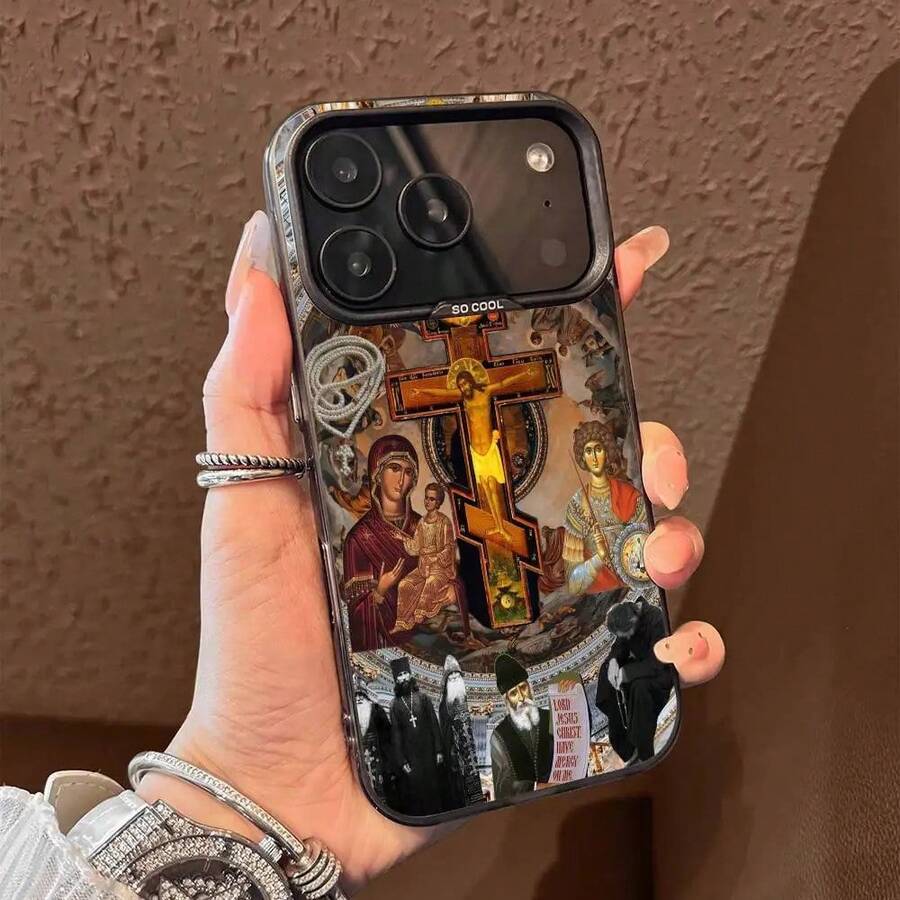 Orthodox Cross Icon Jesus God Phone Case For IPhone 17,16,15,14,13,12,11,Pro,Max,Plus,E,Air,Mini Black Tpu Cover TFGL - 2 - 查看 1