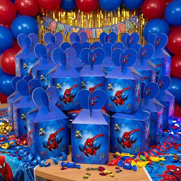 Marvel 6pcs/Set Spider Man Avengers Series Foldable Gift Paper Boxes, Suitable For Jewelry, Candy, Dessert Packaging, Gift Boxes, Gifts, Gift Bags, Wedding Gifts, Holiday Gifts, Gift Boxes, Party Favors School Supplies, Back To School