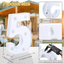 26 Letters LED Light-Up Numbers 0-9, Wedding Birthday Christmas Decoration Night Light, Party Bedroom Use, 16CM Height, Pink (Battery Not Included) - White - View 9