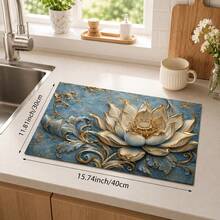 1 pieza Alfombrilla de secado de tierra de diatomeas con patrón floral 3D, almohadilla absorbente antideslizante y resistente al calor, adecuada para encimera de cocina, cafetera, vajilla, decoración de bar de café en casa, fiesta, regalo - Multicolor - Ver 14