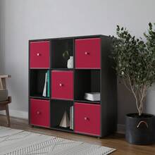 9 Cube Storage Unit With Fabric Drawers, Wooden Shelf For Home Organisation - 黑隊 - 查看 6