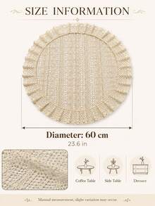 Bubaba Vintage Crochet Lace Round Table Mat, 60cm/40cm Handmade Hollow Lace Tablecloth With Scalloped Edge, Farmhouse Style Decorative Centerpiece For Coffee Table, Dining Table, Vanity - Beige - View 5
