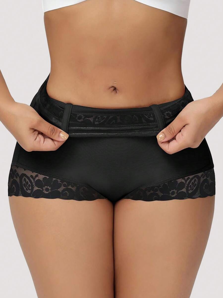 High Waist Slimming Shapewear, Women's Butt Lifting Shaping Underwear, Double Layer - Black - View 1
