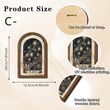1/3pcs Rustic Style Celestial Sun Moon Star Arch Wooden Wall Hanging Decor, Suitable For Bedroom, Living Room, Meditation Space, Vintage Design, Create Home Atmosphere Decoration, 2D - Wooden Ornaments - View 13