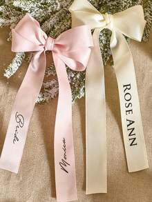 1pc Personalized Wedding Champagne Glass Decor, Vinyl Letter Ribbon, Customized Champagne Glass Ribbon, Ribbon Name Tag, Beverage Name Tag, Wedding Place Card, Customized Wedding Champagne Glass Bow - Multicolor - View 2