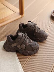 1 Pair Kids Girls' Sports Shoes, Spring/Autumn New Style, Unisex Children's Mesh Breathable Soft Sole Chunky Sneakers For Back To School - Brown - View 6