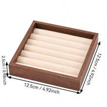 1 Stück Mehrfach-Fach Walnussfarben Vintage Minimalistisches Massivholz Samt Quadratisches Schmuckaufbewahrungs-Tablett, Ring & Ohrring Organizer, Schmuckdisplay-Tablett, geeignet für Schminktisch-Aufbewahrung, Schmuckladen-Display, Schlafzimmer-Schreibtisch-Dekoration, Geschenkverpackung - Verschiedenfarbig - Übersicht 4