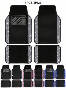 4件/2件組 閃亮鑽石汽車腳踏墊，閃耀水晶水鑽汽車墊，防滑PVC跟墊防水通用款，適用於汽車SUV、汽車腳踏墊、汽車墊、前排腳踏墊、第二排腳踏墊、前後全套防滑墊、內飾保護、汽車內飾配件，適用於轎車、SUV、卡車，通用全天候保護墊 - 款式[1] - 查看 13
