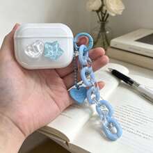 Blue Chain Blue Star Flowing Light Protective Case, Suitable Compatible With Apple Wireless Earphone Case Anti-Scratch Anti-Drop Protective Case - Clear - View 6