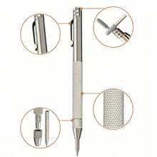 1pc Tungsten Steel Scribe Pen + 5pcs Replacement Tips, Strong Magnetic, Suitable For Ceramic, Tile, Glass And More - A - View 2