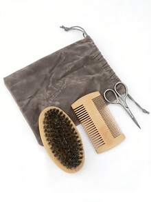 Juego de 6 piezas de herramientas profesionales para corte de cabello, navaja recta/peine/tijeras/cuchillas, adecuado para recortar barba y cejas de hombres, regalo del Día del Padre - Maquinilla de afeitar de seguridad + cuchillas - Ver 7