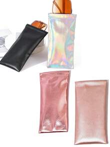 4件裝便攜彩色眼鏡收納袋，柔軟PU皮革眼鏡收納袋，時尚眼鏡保護袋，女款時尚眼鏡袋，旅行必備 - 4pcs - 查看 10