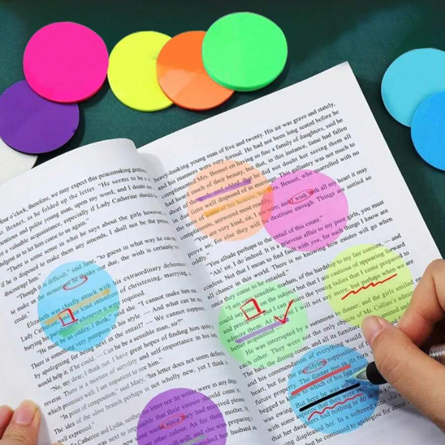 160pcs Round Transparent Waterproof Stickers, Semi-Transparent Bookmark Index Tabs, Error Correction Sticky Notes, Office School Learning Supplies School Supplies - one-size - View 1