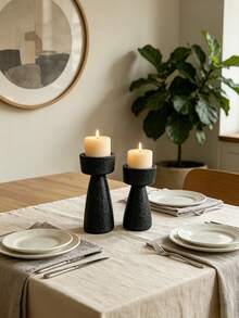 1pc Geometric Candle Holder, Modern Minimalist Design, Perfect For Home Tabletop Decor - Black - View 3