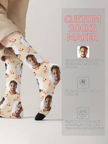 1 Pair Customized Face Pattern Socks, Personalized Photo Socks, Custom Printed Socks, Funny Personalized Face Socks, Custom Pattern Socks, Print Any Face Pattern On Socks, Anniversary Gift, Valentine's Day Gift, Unique Birthday Gift, Personalized Keepsake - Multicolor - View 9