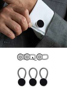 12pcs Men's Shirt Collar Tie Extender, Elastic Button Extender Suitable For Dress Shirts, Ties And Men's Dress Shirts Half Size Neck Extender, Men's Novelty Buttons, Cuff Extender - Multicolor - View 3