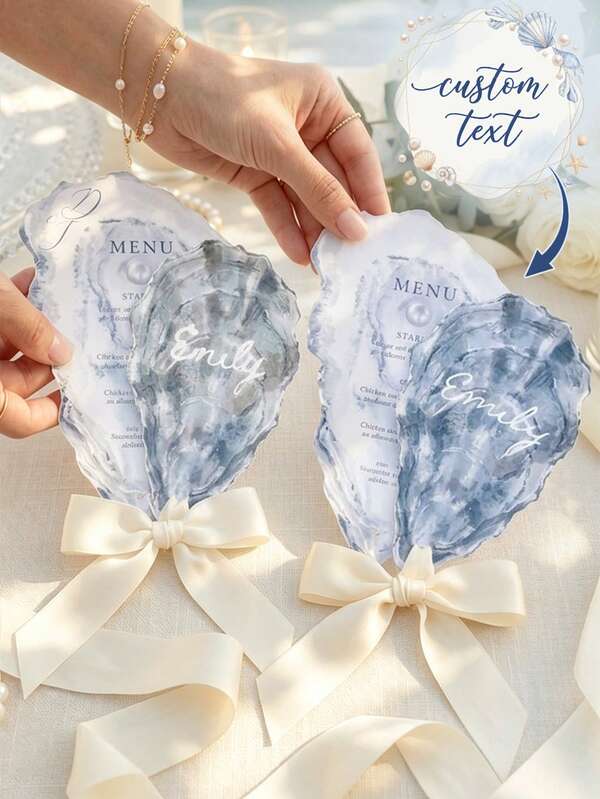 Custom Ocean-Style Oyster Shell Greeting Cards Serve As Exquisite Table Decorations. They Are Ideal Birthday Gifts, Anniversary Gifts, Wedding Gifts And Valentine's Day Gifts For Boyfriends, Fathers, Girlfriends, Mothers, Family Members And Friends.