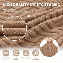 Premium Minimalist Jacquard Sofa Cover, Soft & Skin-Friendly, 360° Full Coverage Elastic Sofa Slipcover With Foam Fixing Strips For Enhanced Non-Slip, Machine Washable - Camel - View 3
