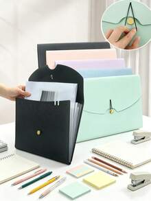 5/1pc Expanding File Folder High Capacity Portable Document Organizer For High School College Students, A4 Paper Holder Multi Pockets Design Perfect For Homework Organizing School Supplies Perfect To Keep Receipt Test Paper Tidy - Multiple Styles - View 3