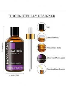 MAYJAM 1件 100ml/3.38fl.Oz 精油，適用於擴香機、加濕器、香氛蠟燭製作、沐浴，薰衣草、茉莉、尤加利、香草、薄荷、檀香、檸檬草、廣藿香、迷迭香、香茅、肉桂、洋甘菊、雪松、黑胡椒、松針 - 多樣化香型 - 查看 11