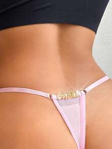 Cheekology 1pc Breathable Mesh Splice Women's G-String Panty - Pink - View 4