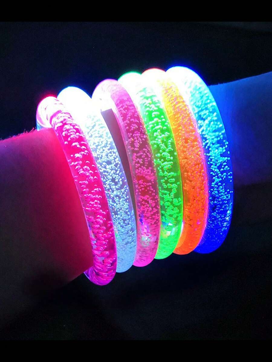LED發光手環，螢光發光派對小禮品，適用於生日、嘉年華、聖誕節、萬聖節、新年及其他場合，附閃爍燈光與螢光棒，霓虹派對配件，婚禮裝飾