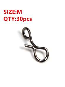 30pcs Fly Fishing Bait Snap Swivels, Quick Connect Steel Wire Pins For Fly Hooks, Fast Bait Attachment Tool - Black - View 10